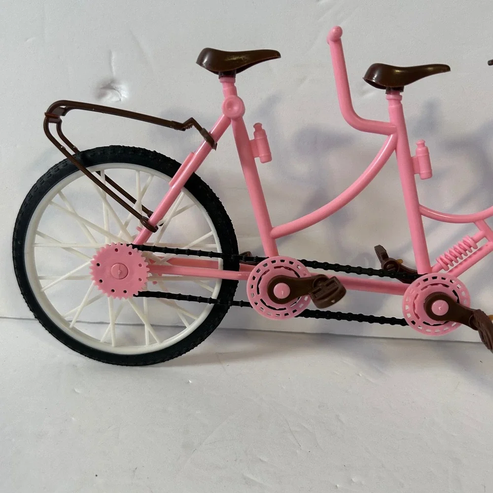 New Pink Tandem Bicycle for 11.5 Inch Fashion Dolls Two Seater Bike with Basket